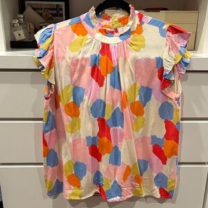 THML Multicolor Ruffle Sleeve Blouse